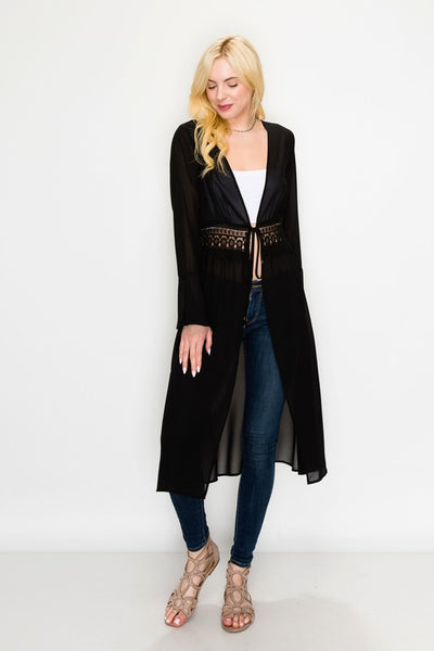 Long Sheer Lace Kimono