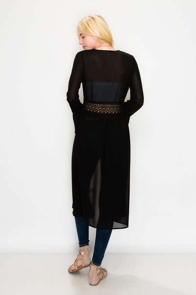 Long Sheer Lace Kimono