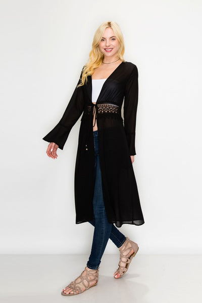 Long Sheer Lace Kimono