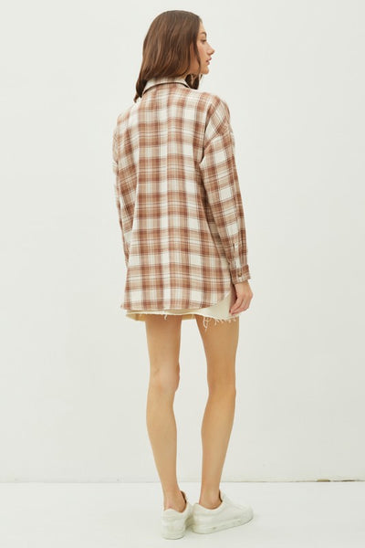 Light Weight Brown Plaid Flannel Shirt