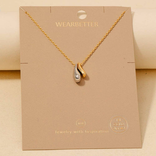 Two Tone Tear Necklace