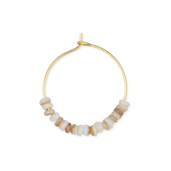 White Bead Hoop Earrings