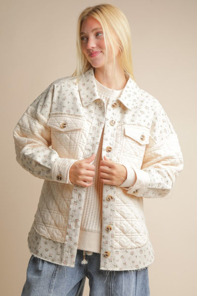 Floral Printed Contrast Cotton Jacket
