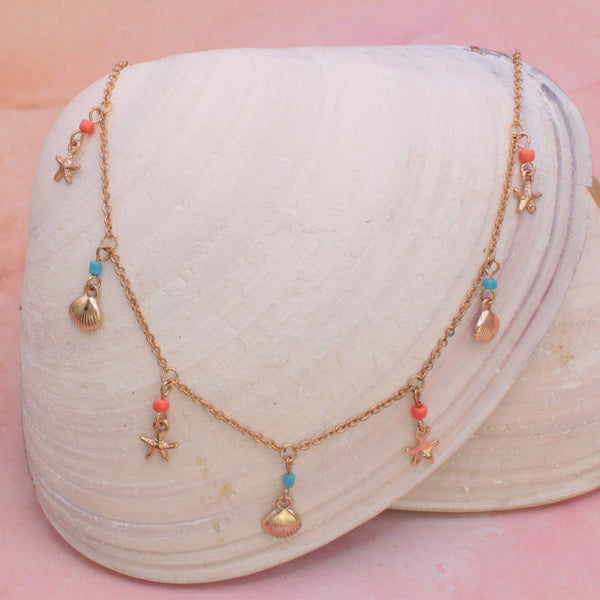 Gold Shell Charms Necklace