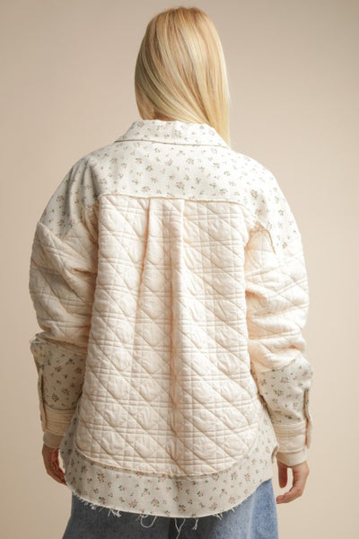 Floral Printed Contrast Cotton Jacket