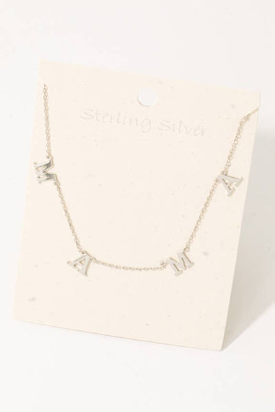 Sterling Silver Mama Charm Necklace: S