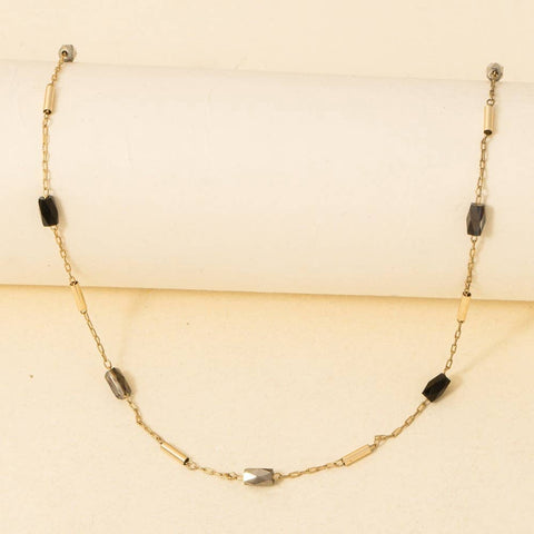 Bar + Gem Chain Necklace
