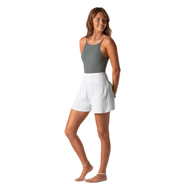 Smocked Flowy Cotton Shorts