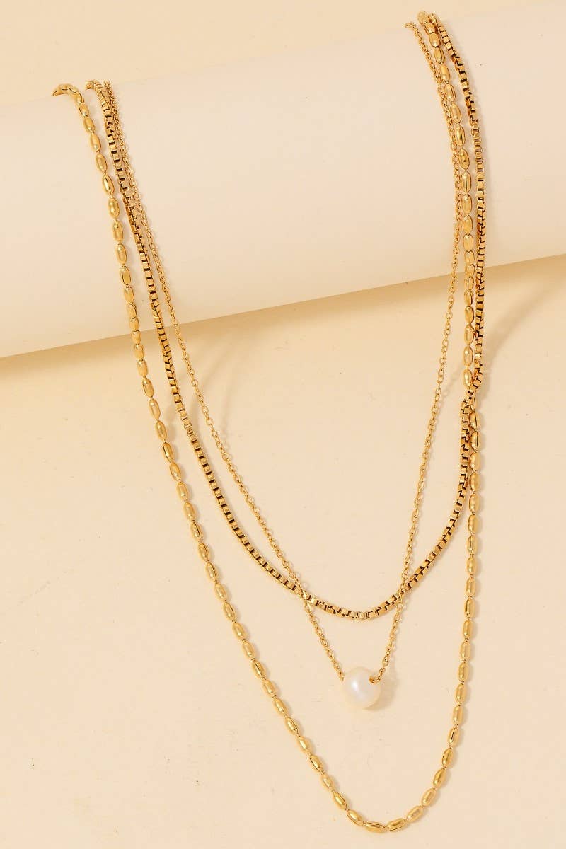 Pearl Charm Stainless Steel Chain Necklace