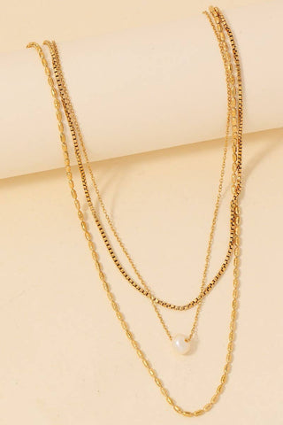 Pearl Charm Stainless Steel Chain Necklace
