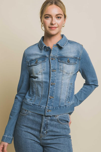 Distressed Buttoned Denim Jacket