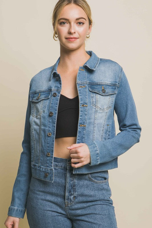 Distressed Buttoned Denim Jacket