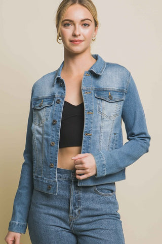 Distressed Buttoned Denim Jacket