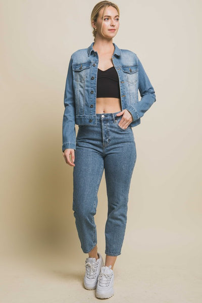 Distressed Buttoned Denim Jacket
