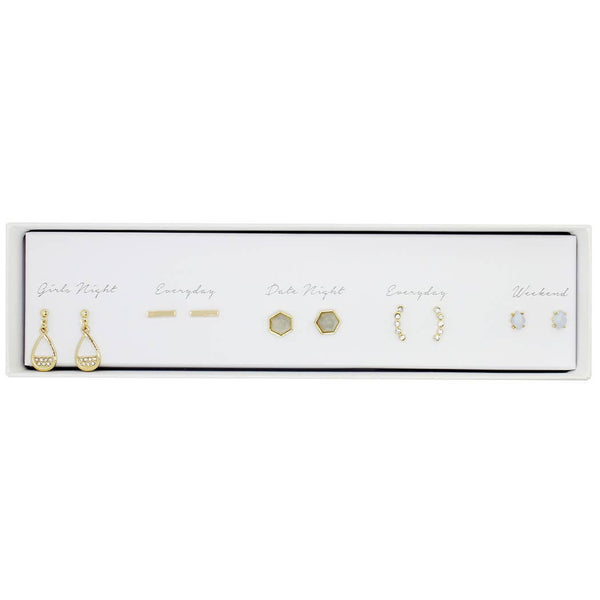 Multipack Stud Earrings Set with Gift Box