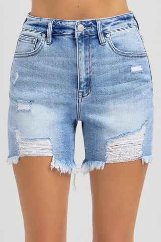 Mid Thigh Distressed Shorts