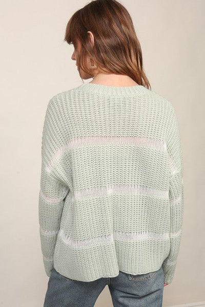 Mint Striped Knit Sweater