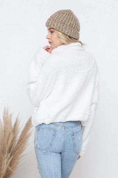 Sherpa Mock Neck Zip w/ Pockets