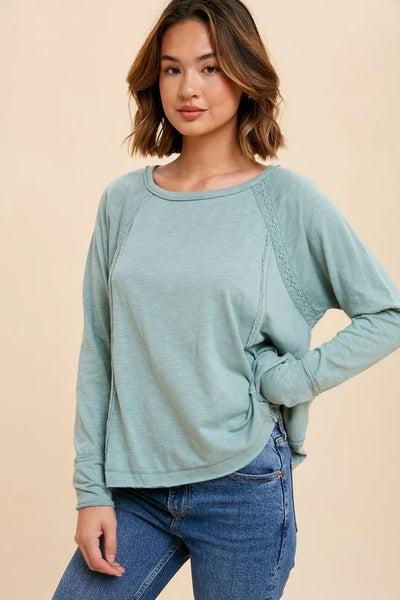 Lace Inset Sleeved Top