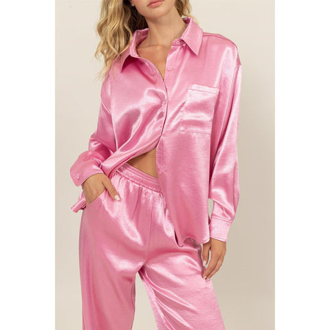 Pink Satin Lounge Wear