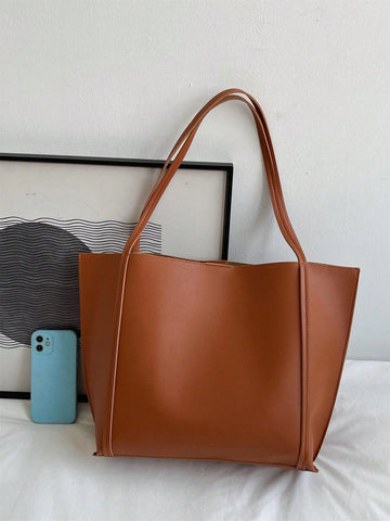 Large Capacity Brown Tote Bag