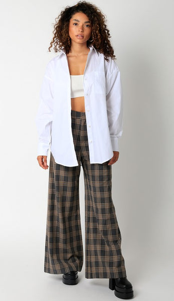 White Woven Button Down