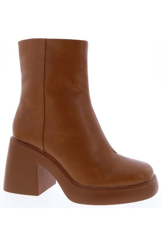 Tan Blocked Booties - Hope Boutique Shop