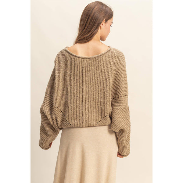 Ribbed Drop Sleeve Sweater