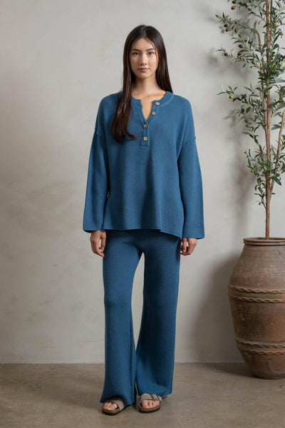 Sapphire BlueWaffle Knit Lounge Set