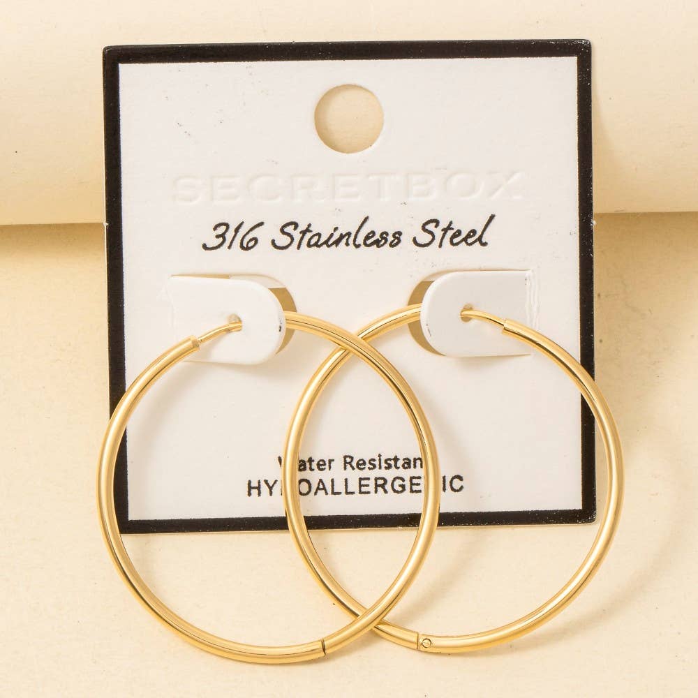 Stainless Steel Thin Hoop Earrings