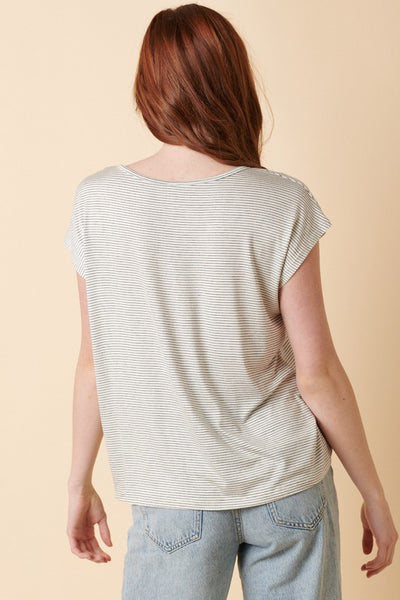 V Neck Stripe Knit Top