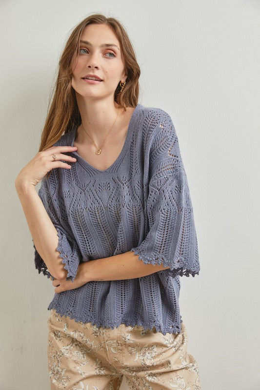 Luna Blue Knit Top