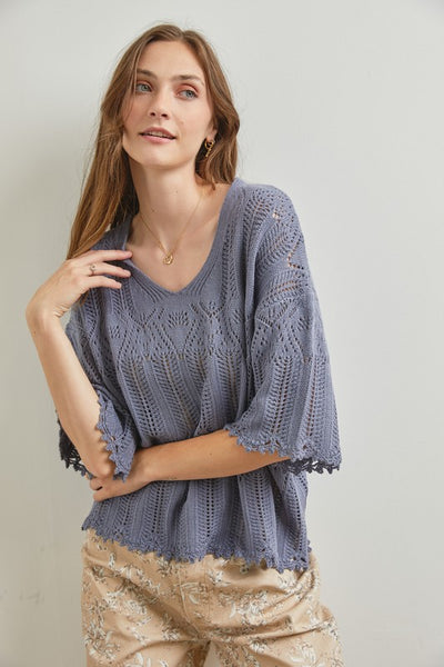 Luna Blue Knit Top