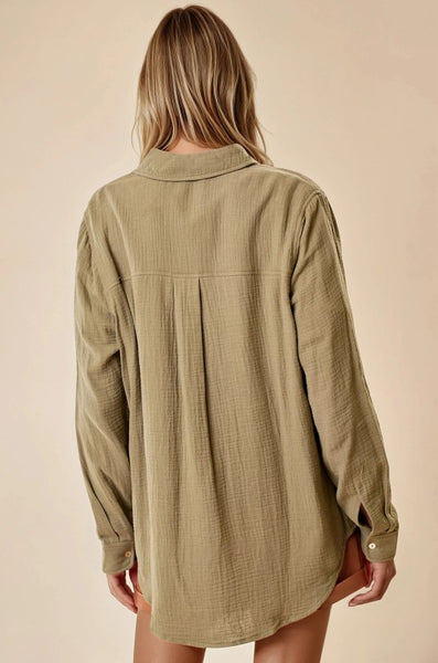 Olive Textured Cotton Shirt