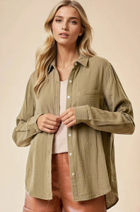 Olive Textured Cotton Shirt