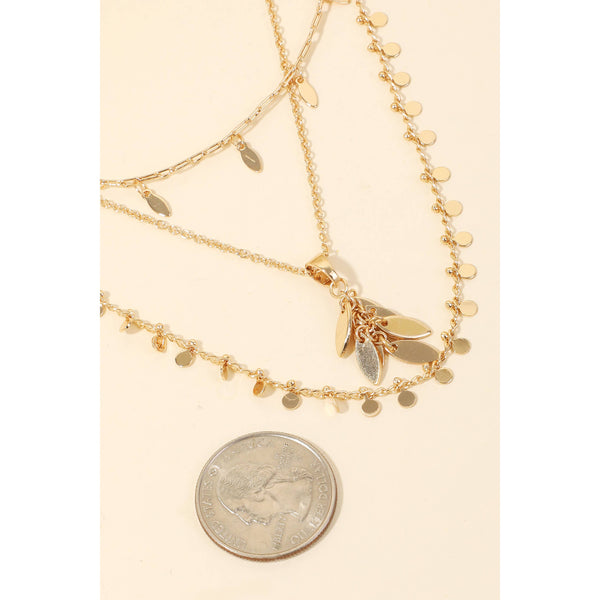 Disc + Oval Charm Layered Chain Necklace