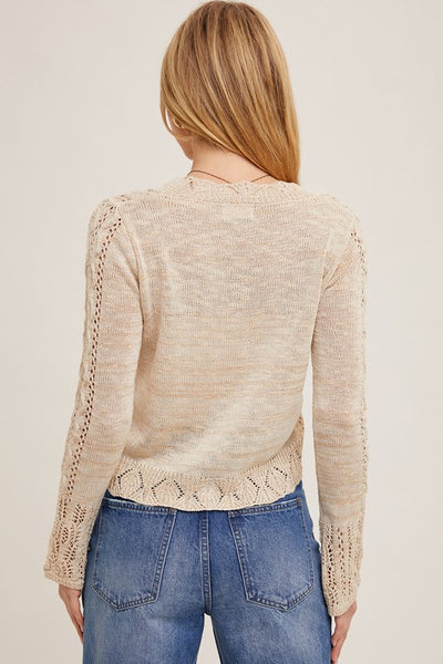 Button Down Sheer Sweater Top