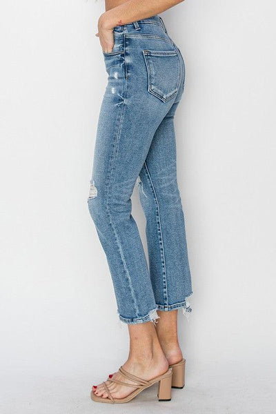 High Rise Distressed Straight Jeans - Hope Boutique Shop