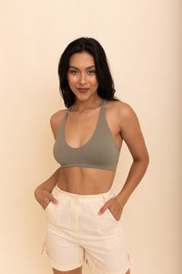 Seamless Lace Racerback Bralette-Olive