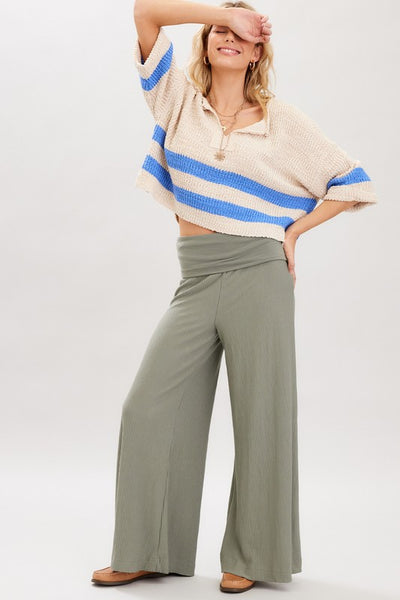 Ribbed Double Banded Waist Pants