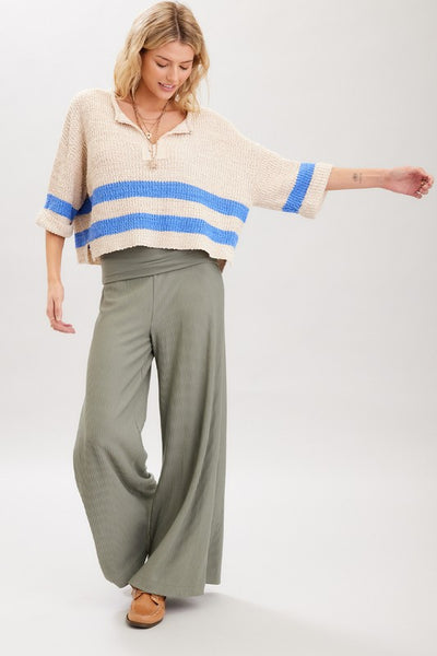 Ribbed Double Banded Waist Pants