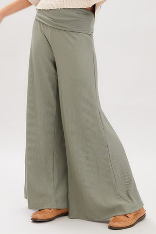 Ribbed Double Banded Waist Pants