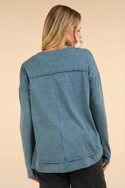 Mineral Washed Cotton Comfy Knit Top - Hope Boutique Shop