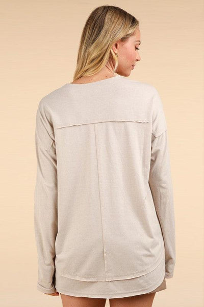 Mineral Washed Cotton Comfy Knit Top - Hope Boutique Shop