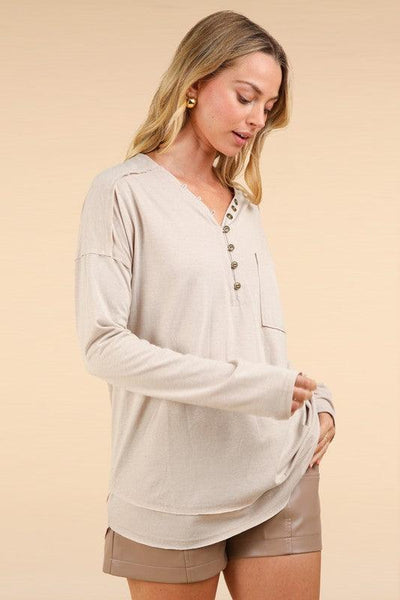 Mineral Washed Cotton Comfy Knit Top - Hope Boutique Shop