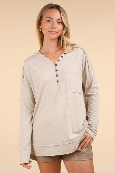Mineral Washed Cotton Comfy Knit Top - Hope Boutique Shop