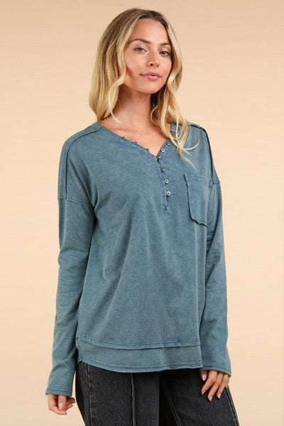 Mineral Washed Cotton Comfy Knit Top - Hope Boutique Shop