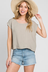 Woven Pale Olive Top