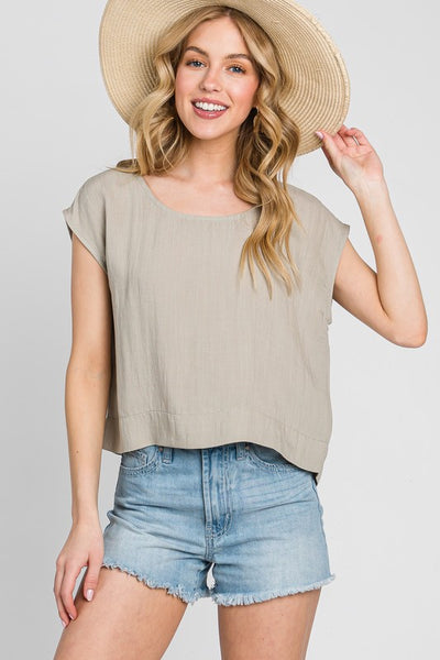 Woven Pale Olive Top