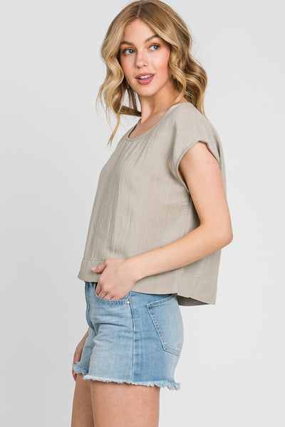 Woven Pale Olive Top